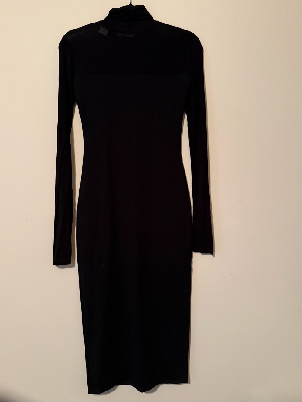 Marcella Marina Black Ponte Sheer Sleeve Turtleneck Midi Dress S - Picture 5 of 8